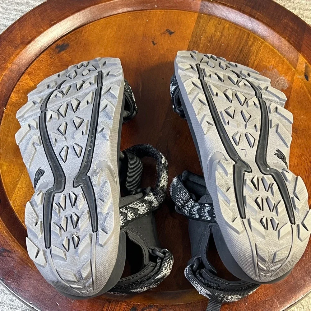 Teva Tanza Sport Sandals Black Rainfall Hiking Sling Back Shoes Trail 7Y Big Kid